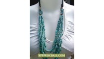 Turqouise Multi Strand Necklace Beaded Rope